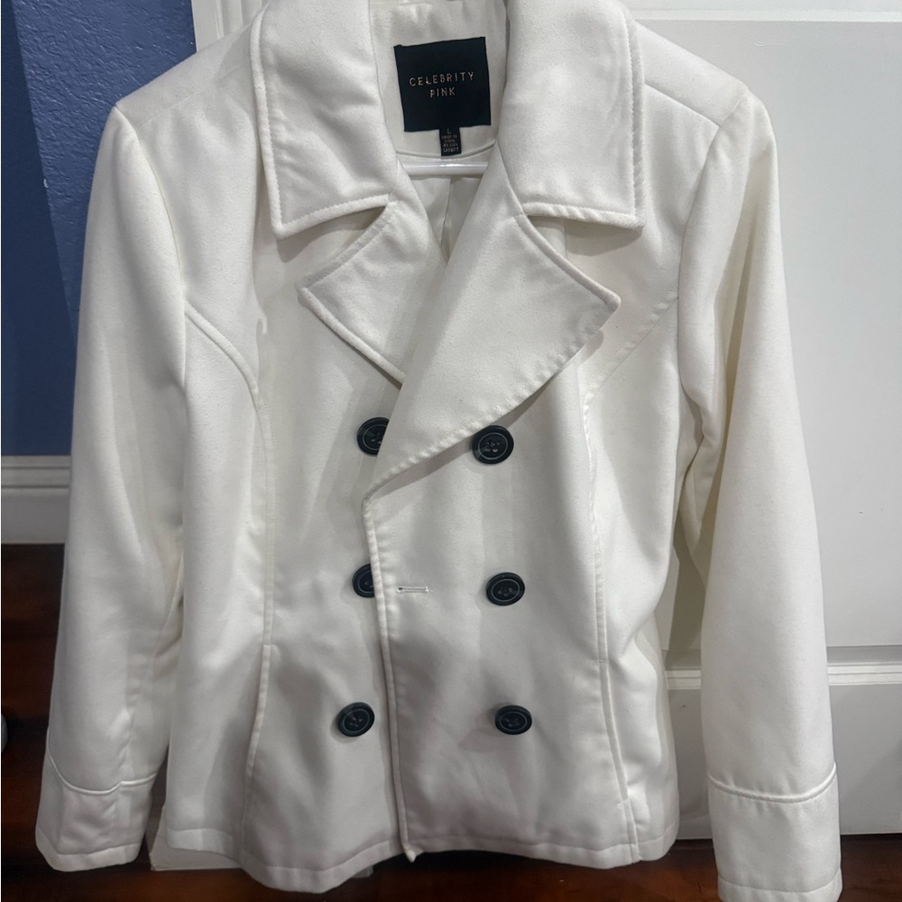 Celebrity Pink Elegant White Jacket